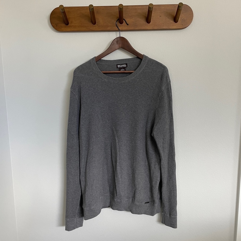 Grey Michael Kors thermal crewneck sweater